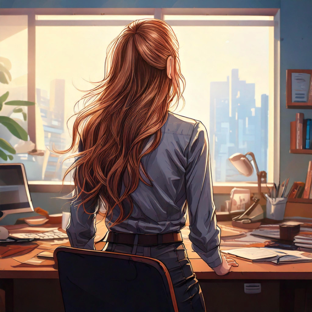 オフィス、後ろ姿